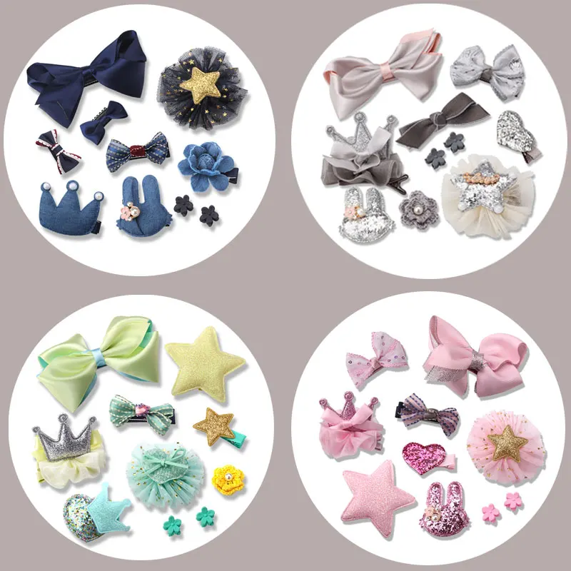 

M MISM 1 Set=10 Pcs Hot Sale Hair Clip For Children Girl Hair Accessories Lovely Bow-knot Barrette Hairpins Headwear Handmade