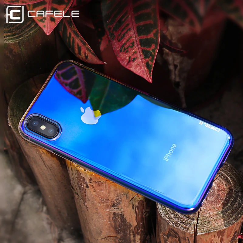 

CAFELE Mirror Case for iphone X 10 Gradient Aurora Hard PC Transparent Ultra Thin Glossy Case for iphone X Light Shock Proof