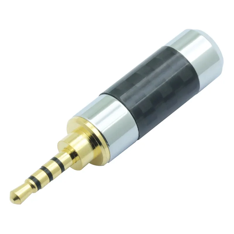 100pcs lot Jack 2 5mm 4 Poles Male Plug Carbon Fiber 4 Pin 2 5mm Stereo Plug Soldering Headphone Wire Connector for 6MM Cable