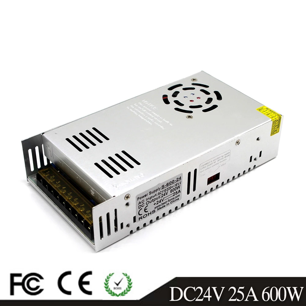 

Single Output Switching power supply 600W 24V 25A Driver Transformers AC110V 220V TO DC24V SMPS for Led Lamp CCTV 3D Printer