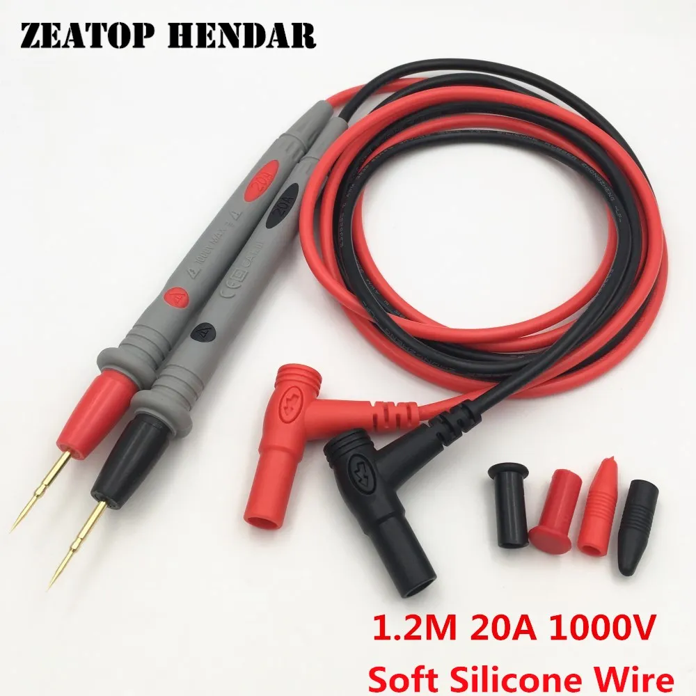 

2Pairs 1.2M 20A Soft Silicone Wire Pen Universal Probe Test Leads Pin for Digital Multimeter Needle Tip Multi Meter Tester Probe