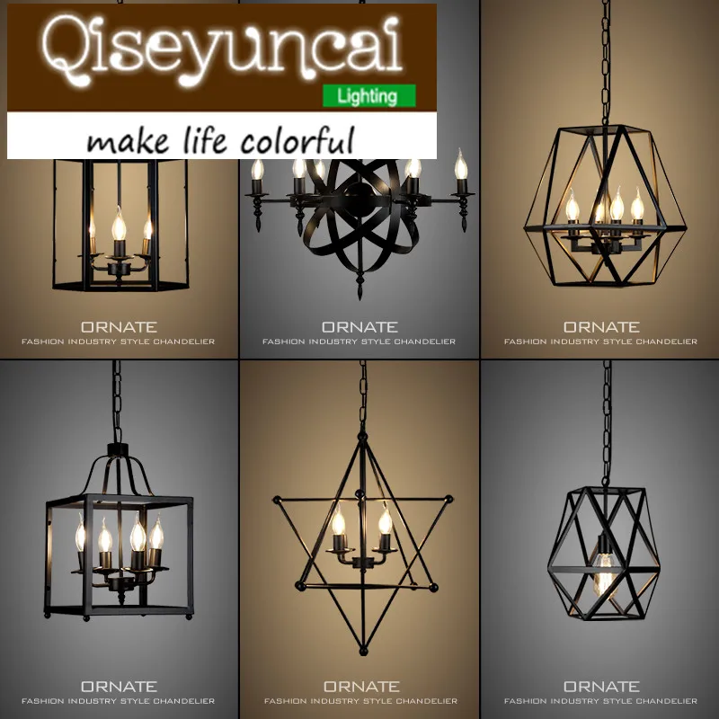 

Qiseyuncai Loft Nordic retro iron chain hanging E27 chandelier creative American industrial lighting free shipping
