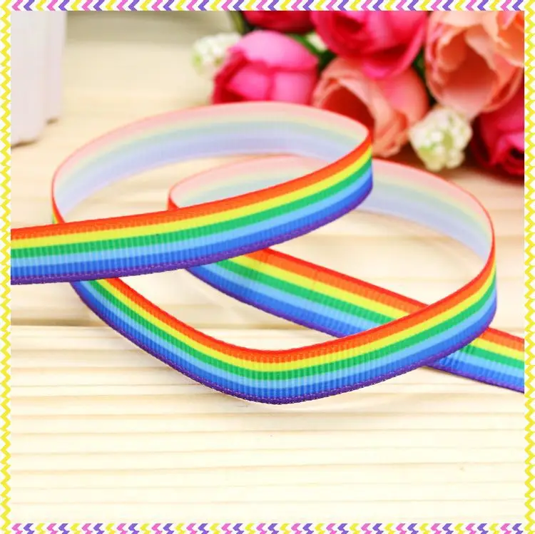3/8'' Free Shipping Rainbow Printed Grosgrain Ribbon Headwear Hair Bow ...