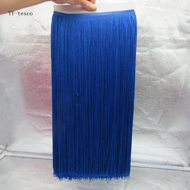 

wholesale 1 Yard 50cm Wide Fringe Trim Tassel Lace Royal blue Fringe Trimming Lace For DIY Latin Dress Stage Clothes Accessories