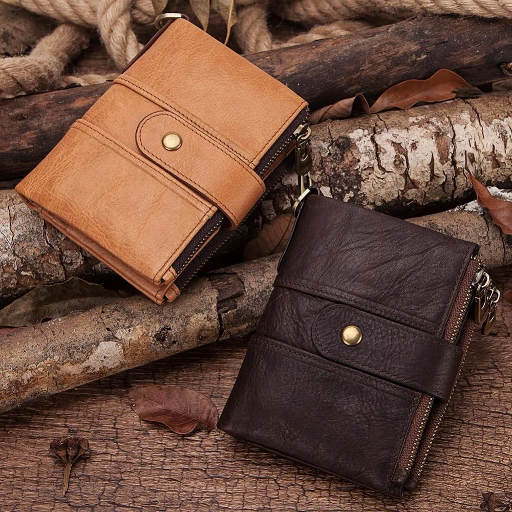 New Short Wallet Men RFID Genuine Leather Man Wallets Mini Coin Purse