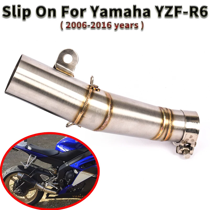R6 de Escape de la motocicleta escapar para YAMAHA R6 YZF-R6 2006 a 2016 modificado Moto Echappement conexión medio tubería sin silenciador