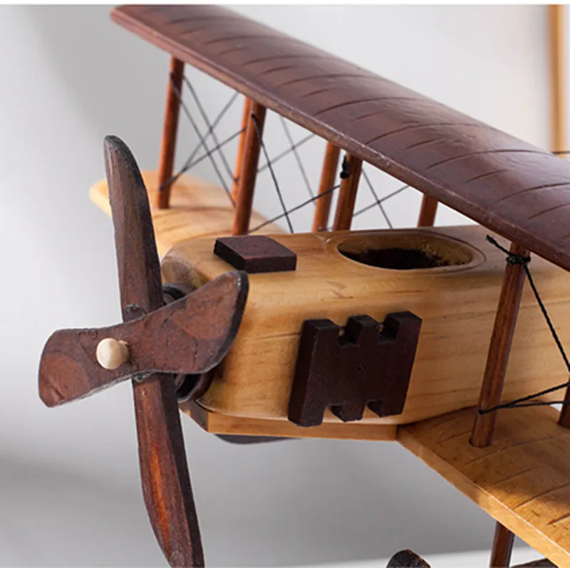 Wooden Static Airplane Model Display Replica Craft Wood Furnishing Kids Gifts