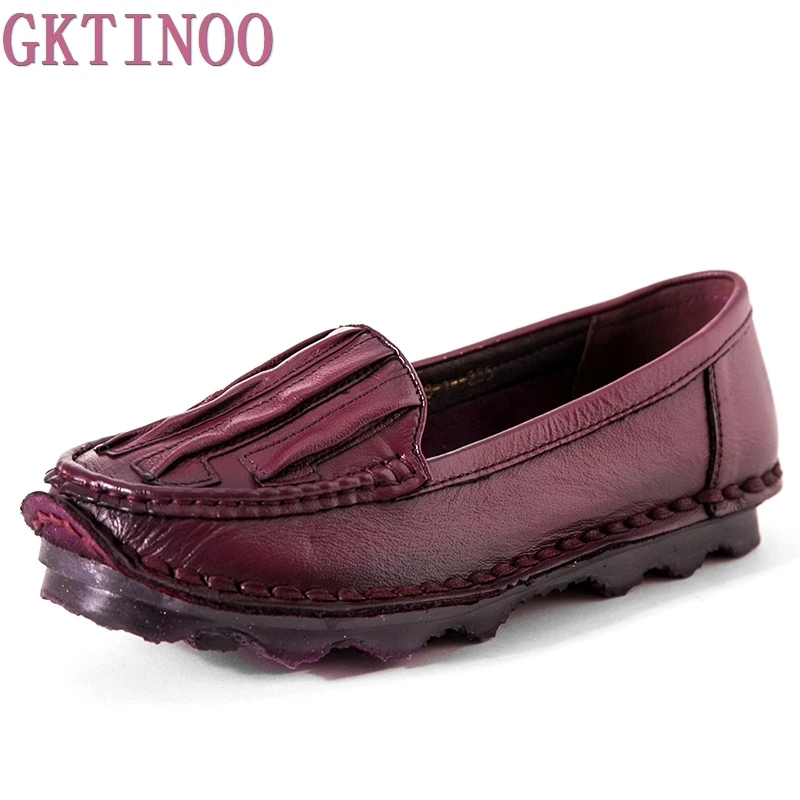 

Fashion Women's Handmade Shoes Genuine Leather Flat Mother Shoes Woman Loafers Soft Comfortable Casual Shoes Women Flats