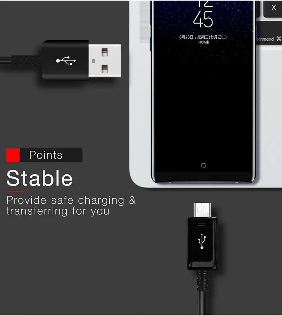 2Samsung 2A 1.2m Micro USB Android Cable Fast Charging Data Cables Original USB Cable Micro USB-kabel Adaptieve for S7 S7edge__