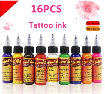 

30ml Professional Tattoo Ink 16 Colors Set 1oz 30ml/Bottle Tattoo Pigment Kit Fashion Makeup cosmetics