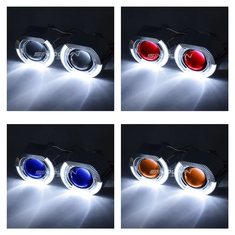  Sinolyn LED Running Lights Angel Eyes HID Bi xenon Projector Lenses for Headlights H4 H7 Car Retrof - 32896960857