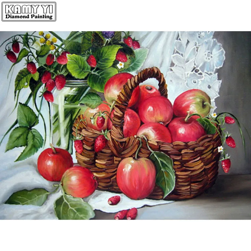 5D-DIY-diamond-embroidery-still-life-of-apple-diamond-painting-Cross-Stitch-flowers-full-drill-Rhinestone