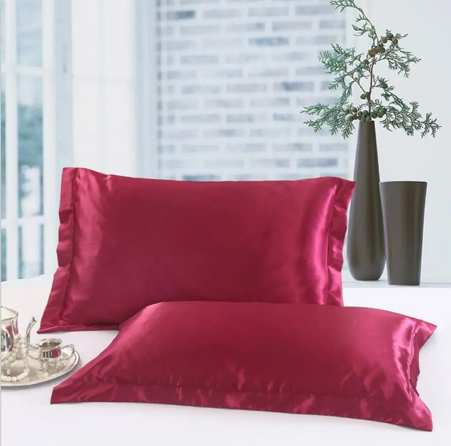 

Home Textile Imitated Silk Pillow Cover 48x74 cm Soft Smooth Pillow case Solid Color Rectangle Envelope Pillow Shams 20 Design