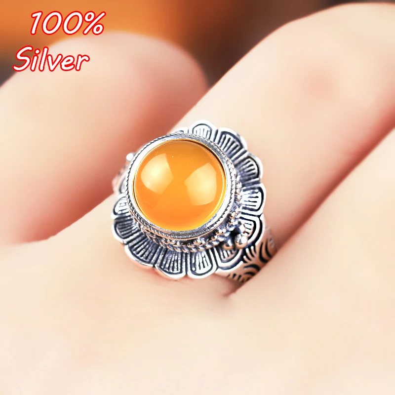 

10MM 925 Sterling Silver Ring Setting Round Cabochon Base Adjustable Blanks Supplies for Jewelry Making