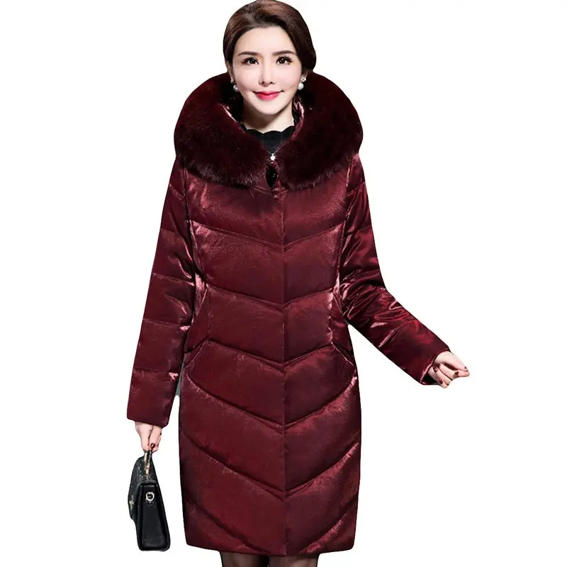 Plus Size 5XL 2018 Winter Jacket Women Down Jackets Solid Fur Collar ...