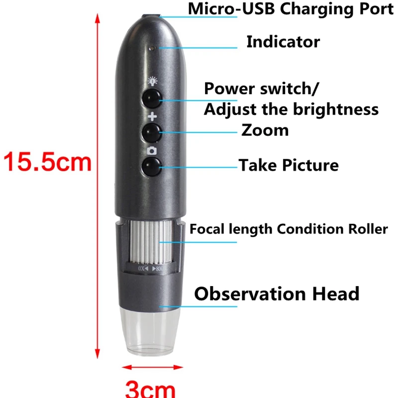Цифровой микроскоп, 1000X, Wi-Fi, HD-фото и видео, микроскоп с USB-разъемом для мобильных телефонов, с подставкой из алюминиевого сплава для ремонта микросхем