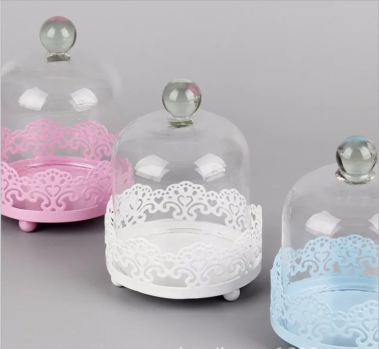 mini single cupcake stand with glass dome metal cake display decoration