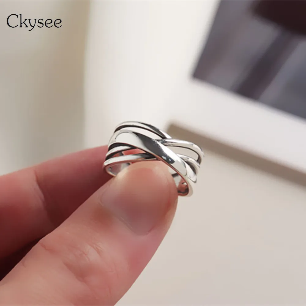 

925 Sterling Sliver Open Rings Party Jewelry Vintage Cross Sliver Rings For Women Wedding Anillos Mujer Accessories