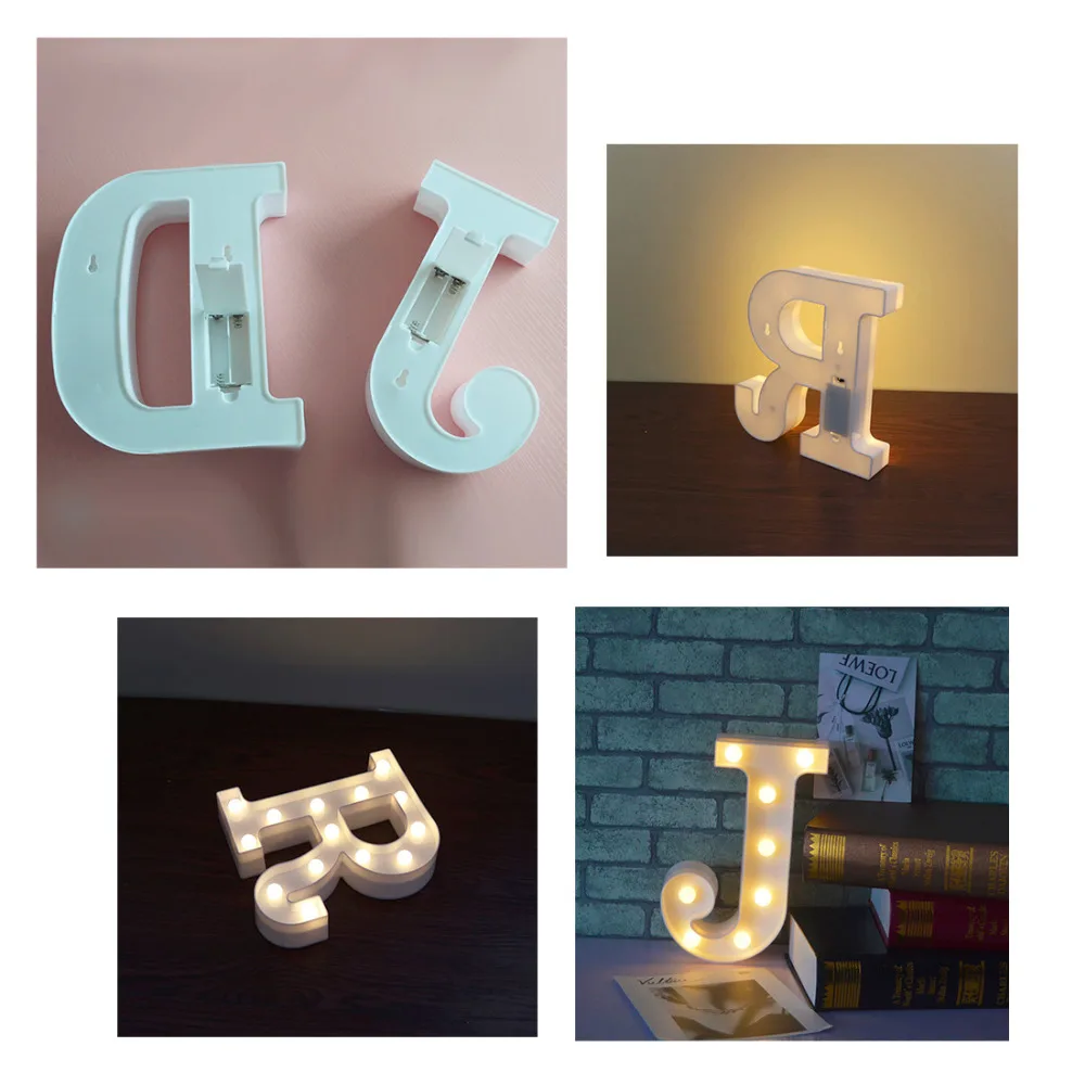 Hot 22CM 3D 26 White Letter LED Marquee Sign Alphabet Light Indoor Wall Hanging Night Light Bedroom Wedding Birthday Party Decor