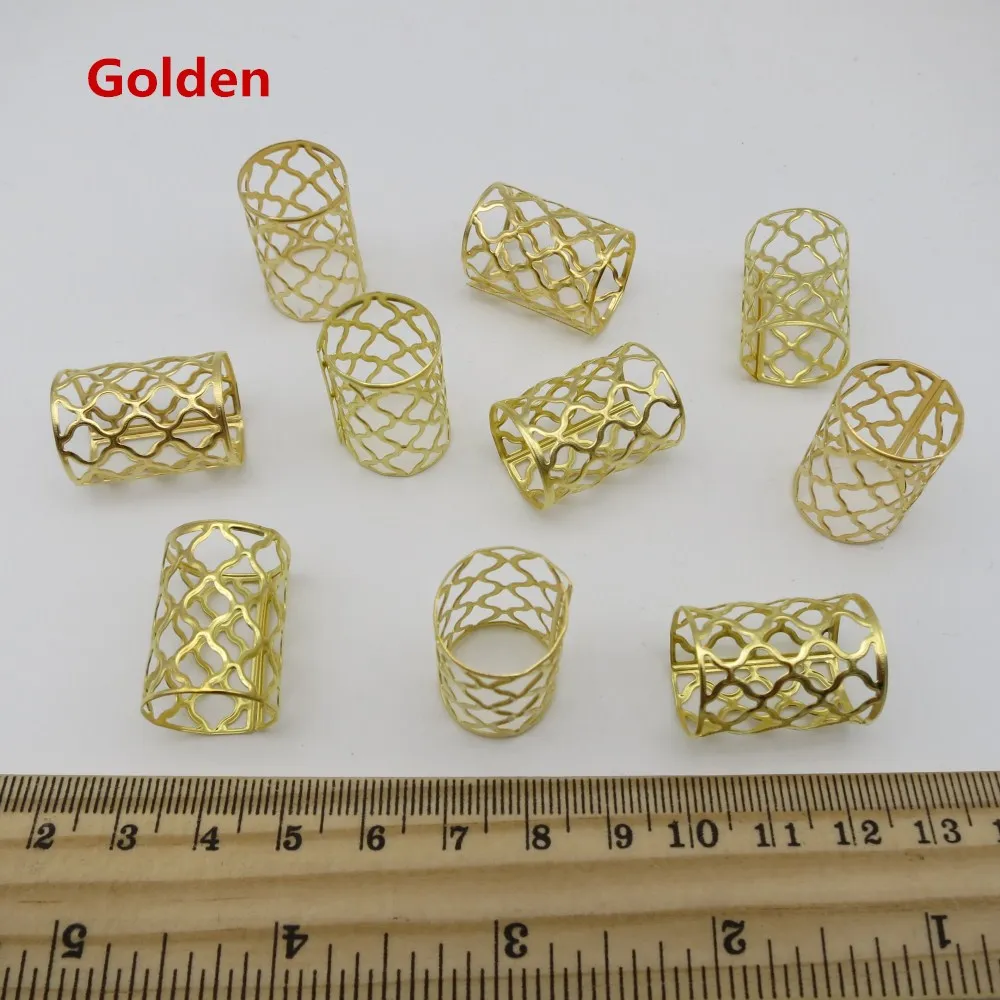 

10Pcs/Pack Golden/ Silver big adjustable hair braid dread Dreadlock Beads cuffs clips rings tube approx 16mm hole Accessories