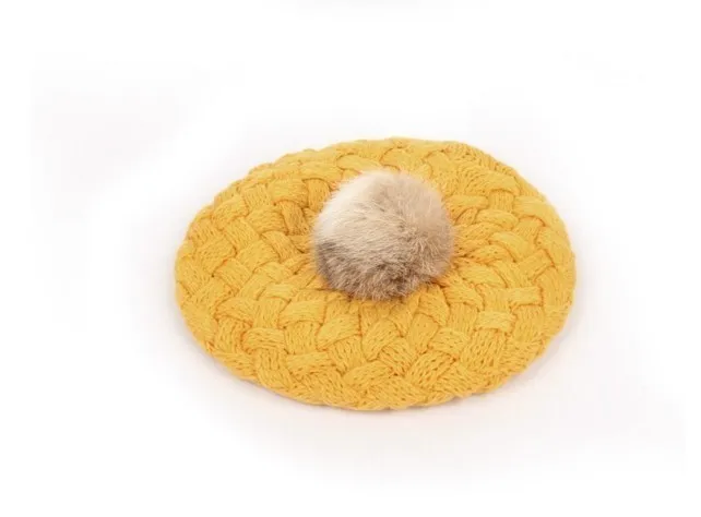 yellow Новинка года детская зимняя шапка вязать крючком берет девушка Кепки для детей хлопок теплый Кепки милые теплые детские шапочки унисекс - Цвет: yellow