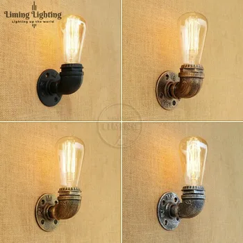 

Steampunk Loft Pipe Retro Wall Lamp Black Brown Bronze Silver Pipe Wall Lighting E27 Lamp LED sconce wall lights for living room