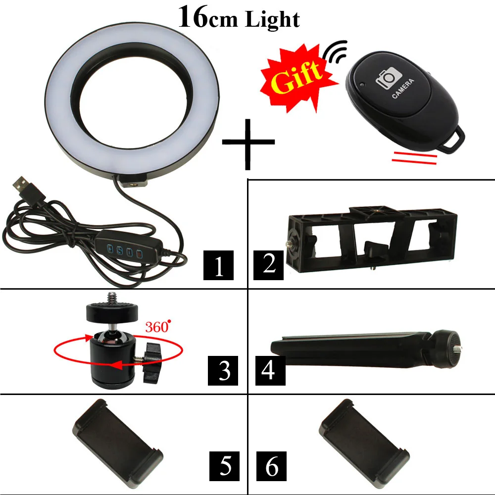 Photography Kit LED Ring Light Video YouTube Photo Ringlight Makeup Light Annular Lamp Bi-color 3200K-5500K 10 Level Brightness - Цвет: Белый