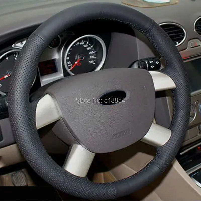 Черный чехол рулевого колеса автомобиля из искусственной кожи для Ford Kuga 2008-2011 Focus 2 2005-2011