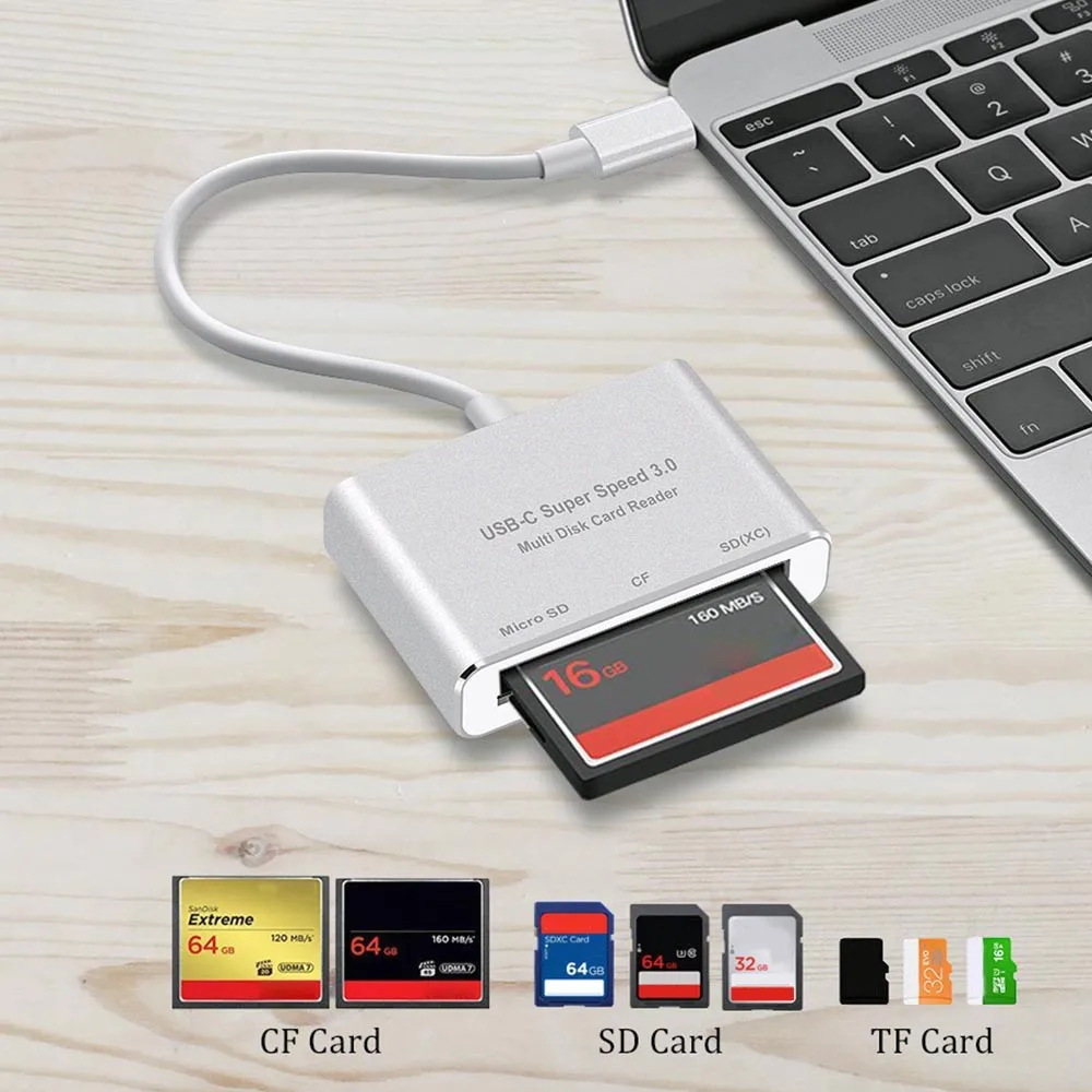 Суперскоростной внешний картридер USB 3 1 Type C для SD TF камеры iPad