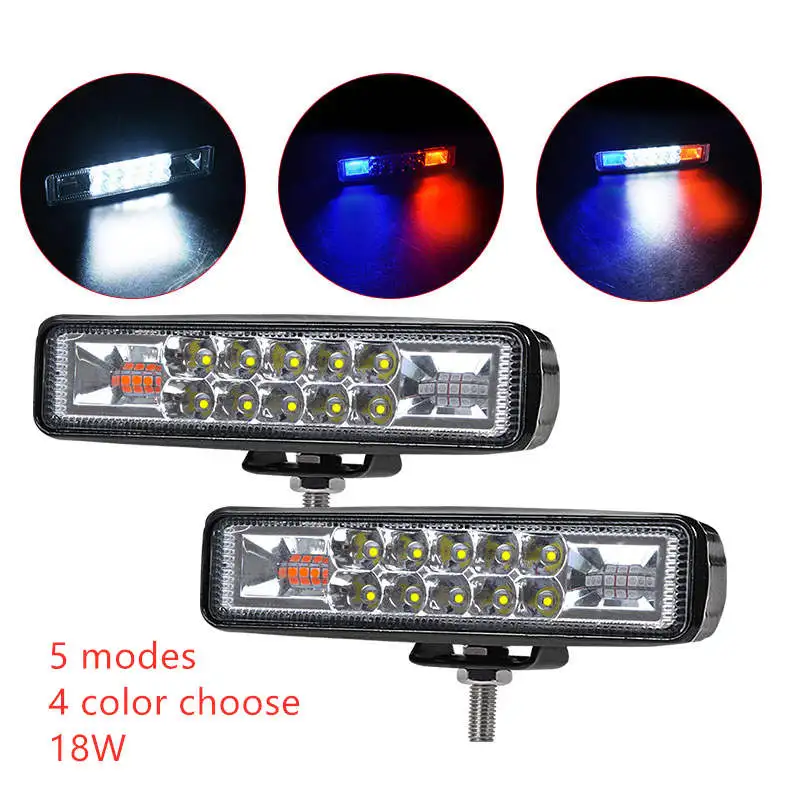 

6inch LED Work Light bar double color Strobe 12V 24V Spot Flood Beam For offroad Moto SUV ATV LED Day Driving fog Lamp spotlight