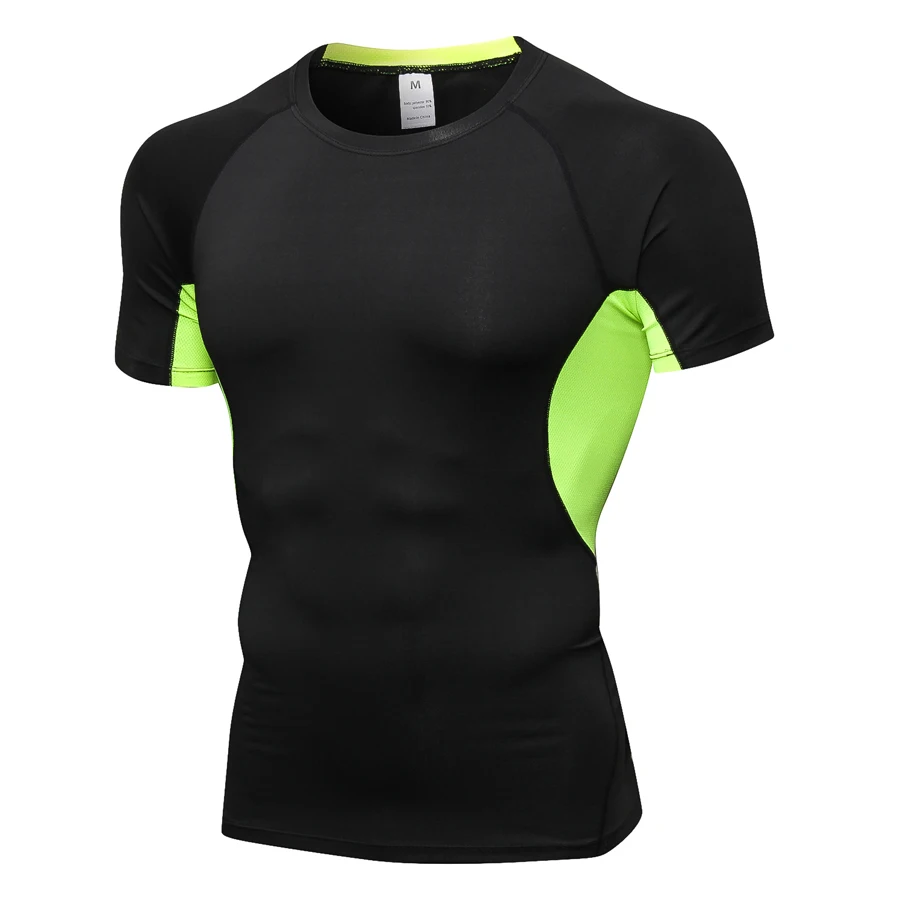 Футболка для кроссфита, мужская спортивная футболка для фитнеса, футболка для бодибилдера, для упражнений, Camiseta, Спортивная футболка, спортивная майка, dryfit, топы для тренировок, мужские - Цвет: Black-Green