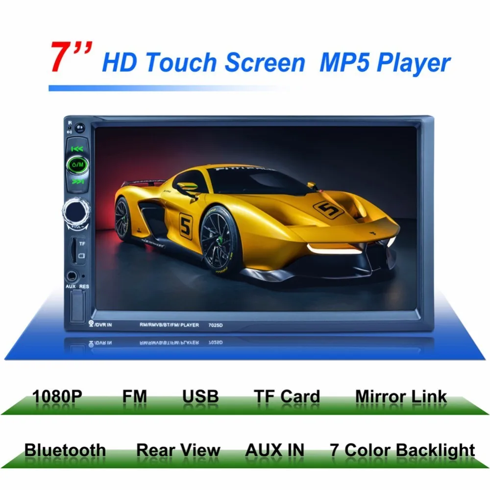 7025D 2Din 7inch 1024*600 Car MP5 Player Bluetooth Mirror Link Radio Tuner Steering Wheel Remote Control Car Stereo Media Player цена 7025D 2Din 7inch 1024*600 Car MP5 Player Bluetooth Mirror Link Radio Tuner Steering Wheel Remote Control Car Stereo Media Player цены онлайн