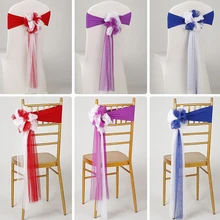 Горячая 50 см стул задняя Пряжа свадебные декоративные вечерние& События ленты товары для цветов чехлы для стульев для дома отель 7A2091