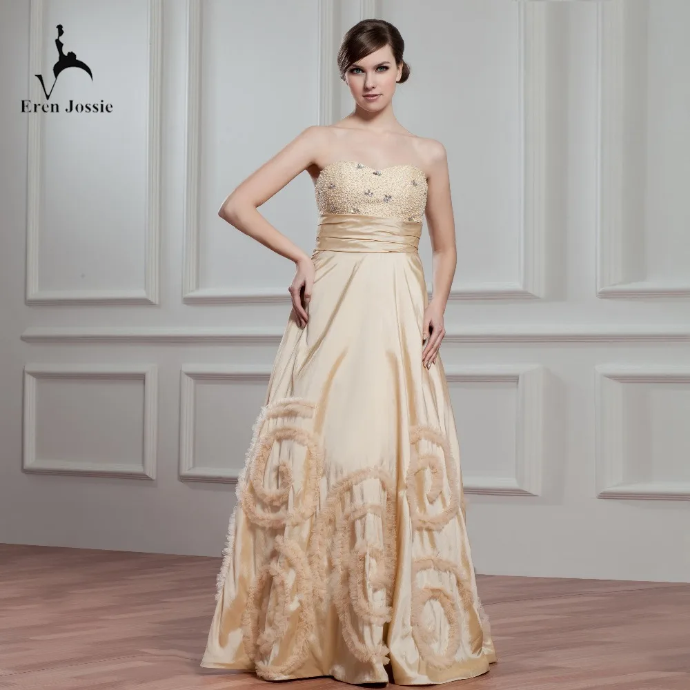 Eren Jossie Dropshipping Beaded Sweetheard Royal Queen Champagne Dress