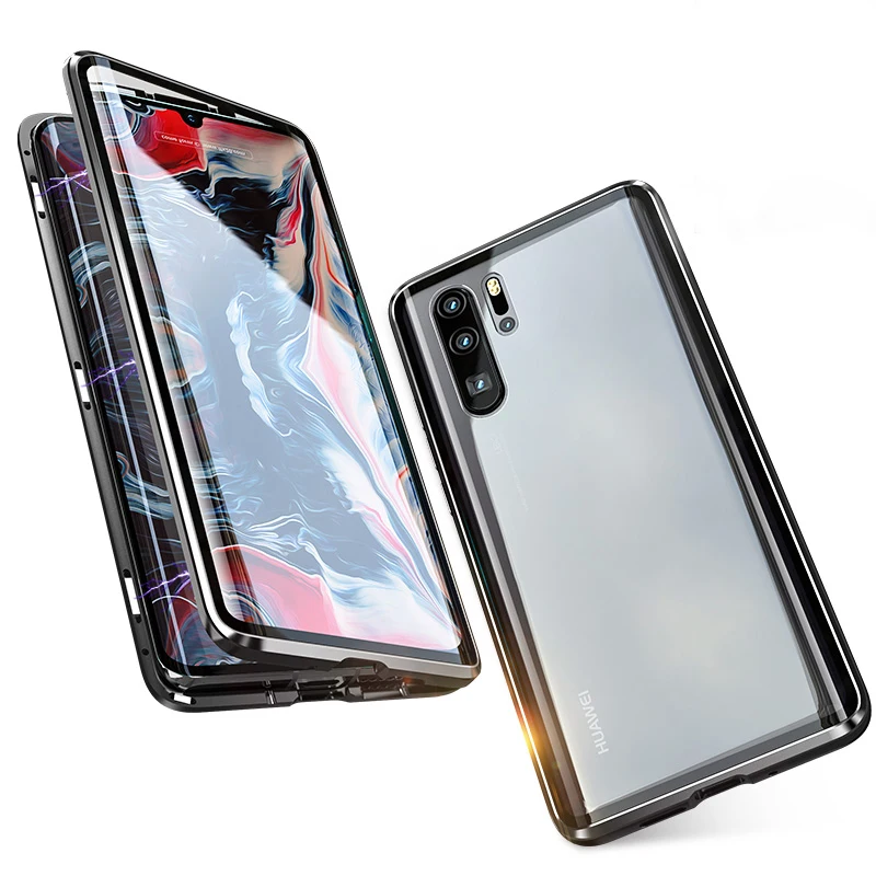 Luxury Full Body Protective Magnetic Case For Huawei P30 Pro Case 360 Transparent Tempered Glass Back Cover Huawei P30Pro Case