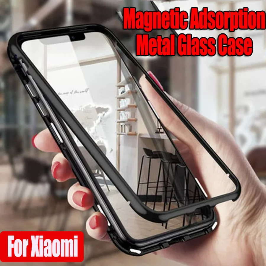 360 Full Cover Tempered Glass + Magnetic Metal Frame Flip Case For Xiaomi Redmi Note 7 6 K20 Pro Mi 9 8 SE Lite Pocophone F1 |