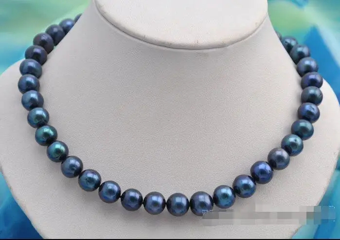 

FREE SHIPPING HOT sell new Style >>>>17"11mm round black fresh water pearl necklace