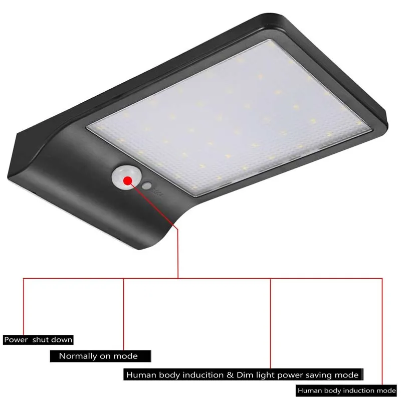 42leds PIR Motion Sensor Solar Lamp Waterproof LED Solar Power Street Light Outdoor Garden Security Wall Solar Lights Cool White (21)
