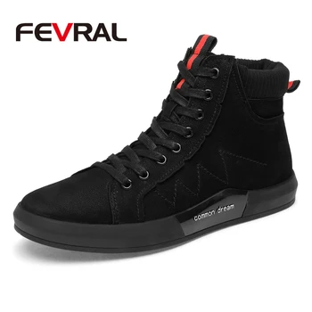 

FEVRAL Male Boots Autumn Winter Two Style Lace Up Ankle Boots Genuine Leather Outdoor Casual Boots 2020 Fashion Men Snow Boots