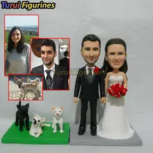 Свадебный торт Топпер с пользовательским кошачьим собачьим лицом человек Статуэтка из фото картина пользовательский дизайн туруи статуэтки мини stat