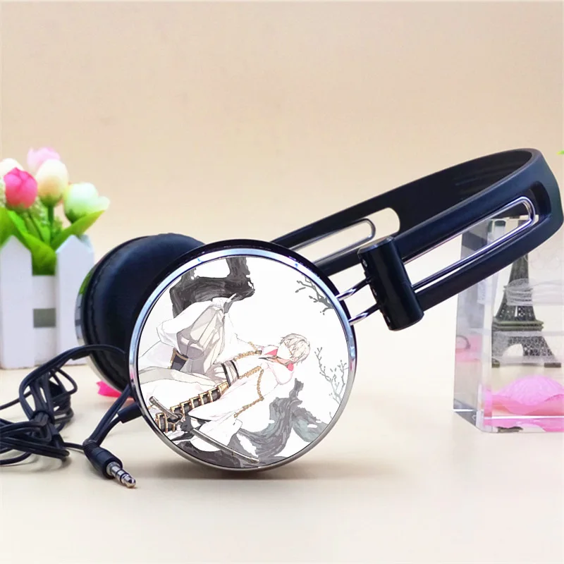 Custom Touken Ranbu Online Mikazuki Munechika Nakigitsune Anime Headphone Adjustable Headphones Gaming Headset Stereo Headphones