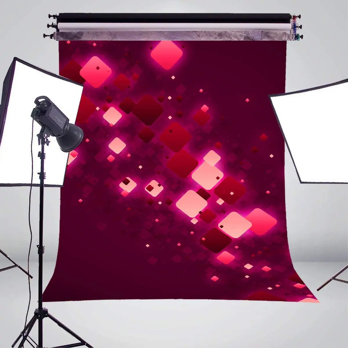 5x7ft Изысканный красный и белый прямоугольник фотографии фоны Dreamy фиолетовый фон