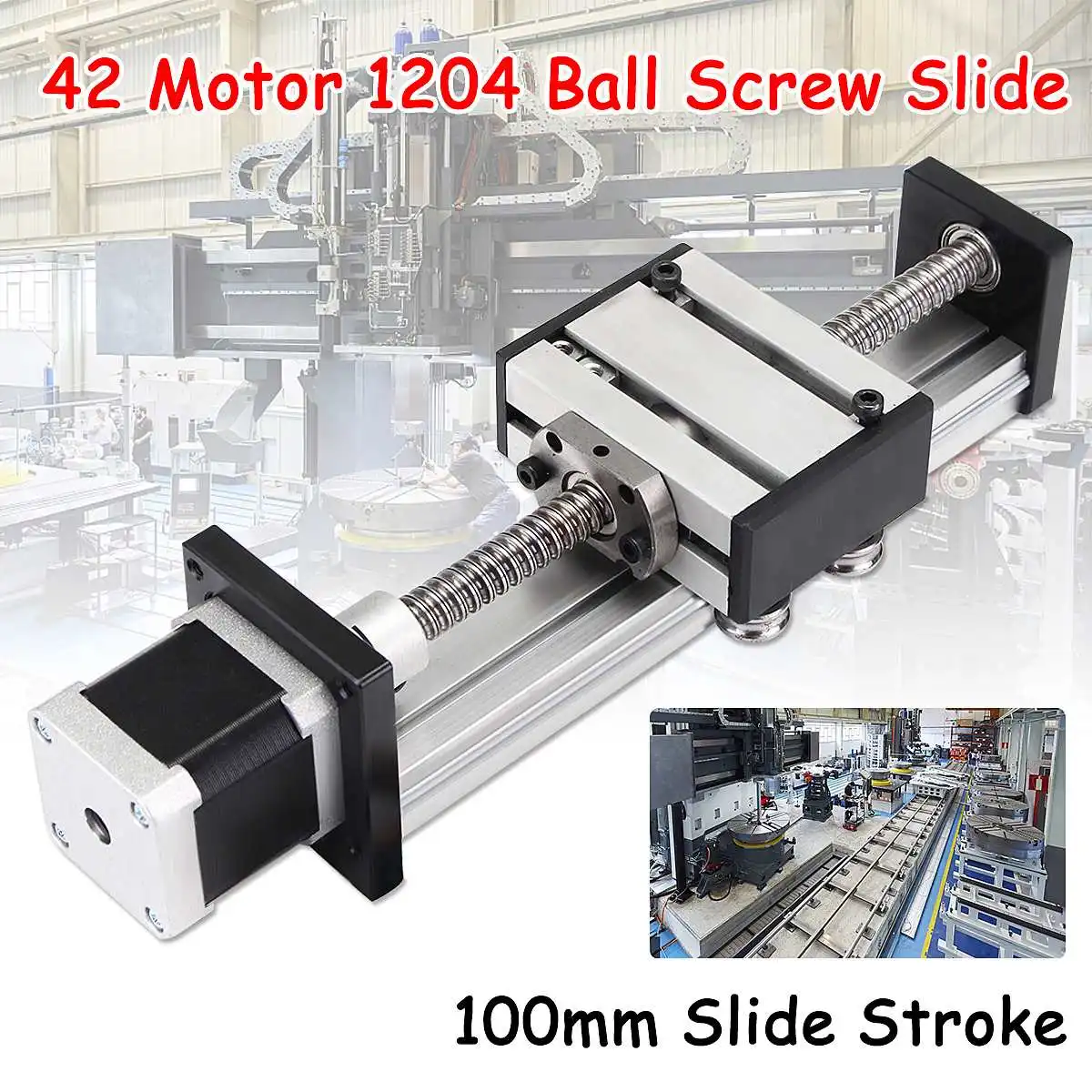 

NEW 100mm Slide Stroke CNC Linear Motion Lead 1204 Ball Screw Slide Stage Stroke 42 Motor Actuator Stepper For Engraving Machine