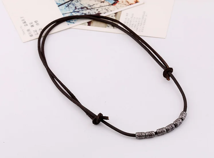 

Fashion Men Leather Necklace Retro Charms Choker Necklace pendants Jewelry