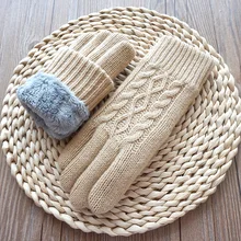 Новые женские перчатки с сенсорным экраном теплые перчатки Модные женские зимние Бархатные толстые теплые шерстяные вязаные перчатки