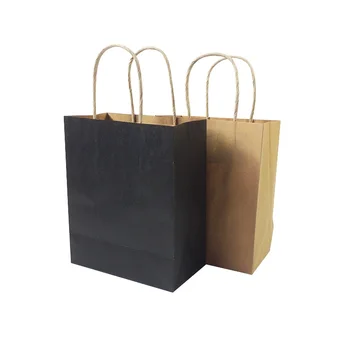 

10 Pcs/lot Natural Kraft Paper Bag With Handle Environmental Protection Bag Wedding Party Favor Paper Gift Bags 15*18*8cm