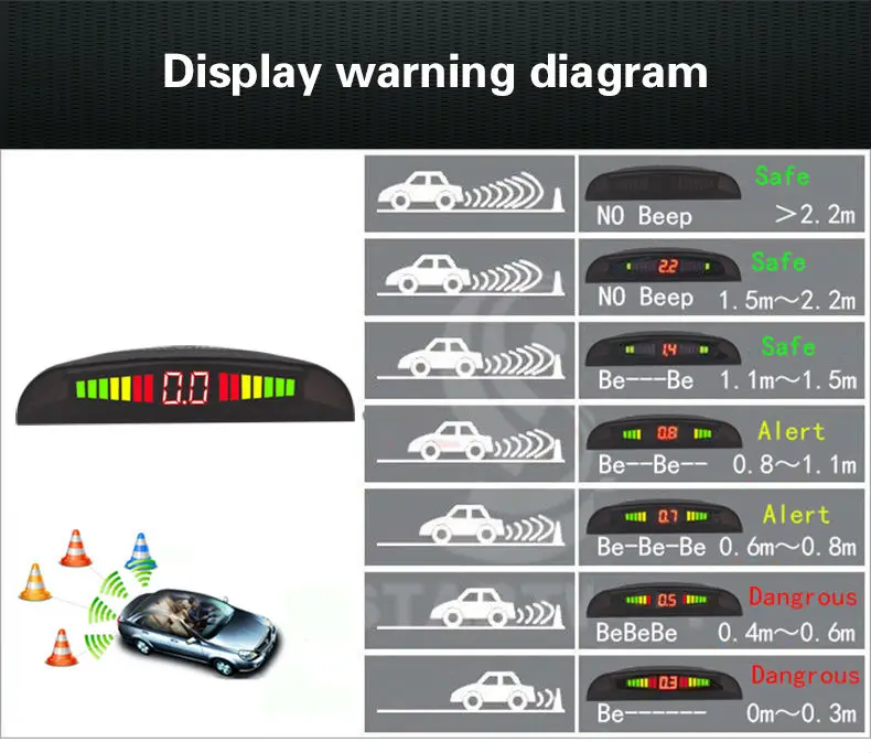 Комплект автомобильных датчиков парковки с 4 датчиками s светодиодный дисплей детектор системы оповещения безопасности аксессуары голосовой обратный резервный Радар монитор