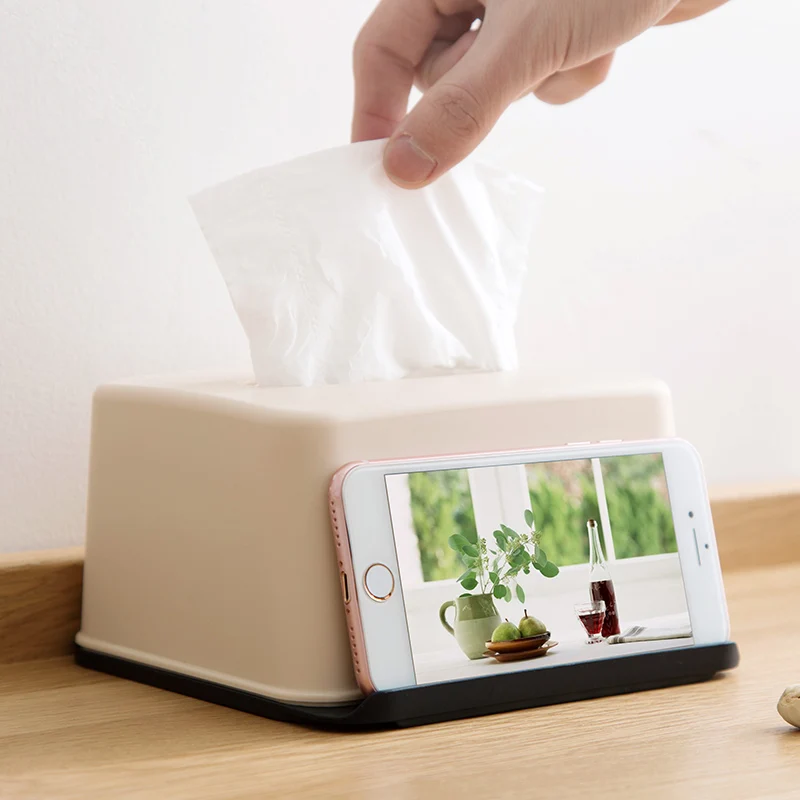 

Multifunctional Plastic Paper Box Home Living Room Tissue Box Kitchen Paper Box Desktop Mobile Phone Holder Storage Box