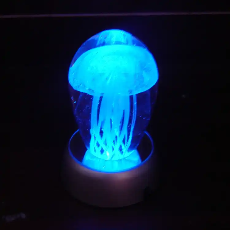 Colored Glaze Home Decoration Glass Crafts Small Night Light Table Lamp Lovers Wedding Girl Friend Gift Luminous Jellyfish Table Lamp Light Tablelamp Table Lamp Aliexpress