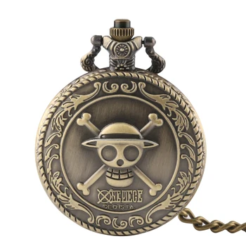 

New Fashion Style Quartz Pocket Watch Skull Shape Retro Style Round Pendant Watch Necklace Chain Clock Gift for Men